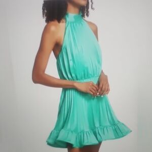 AMUR Amiri Pleated Halter Minidress Size 8